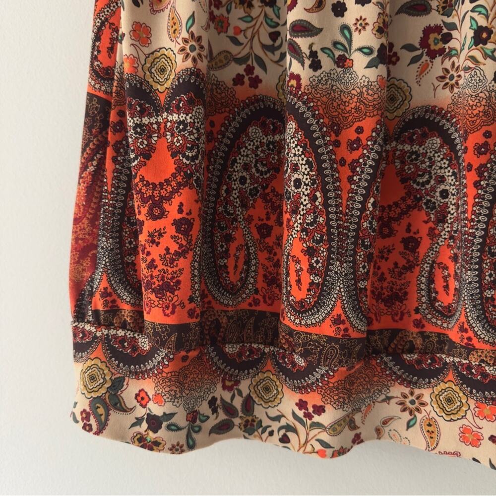 Y2K Heart Souls Paisley Print Sleeveless Top Sleeveless Tank Floral Banded Waist - Picture 5 of 10